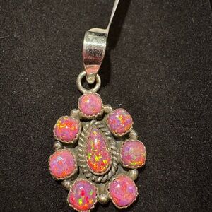 Pink Balloon Opal Sterling Silver 925 Pendant. Brand New